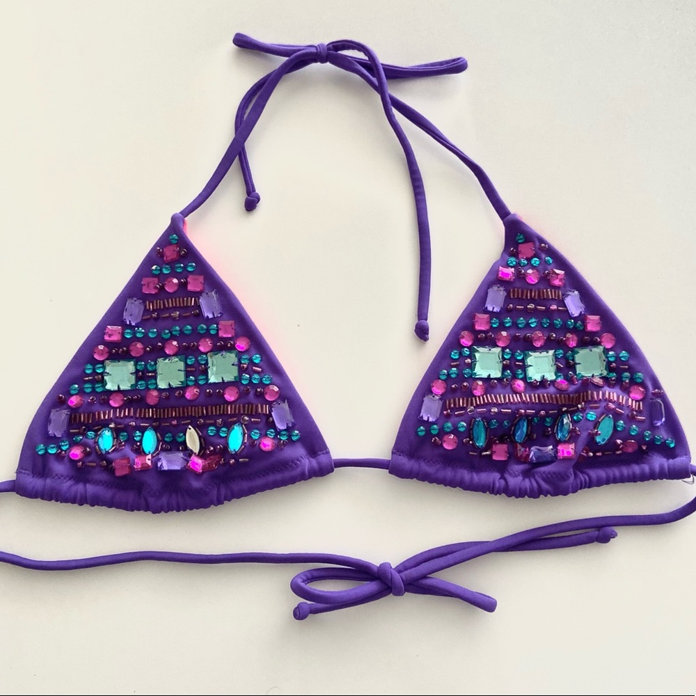 VS Purple Jewelled Triangle Bikini Top